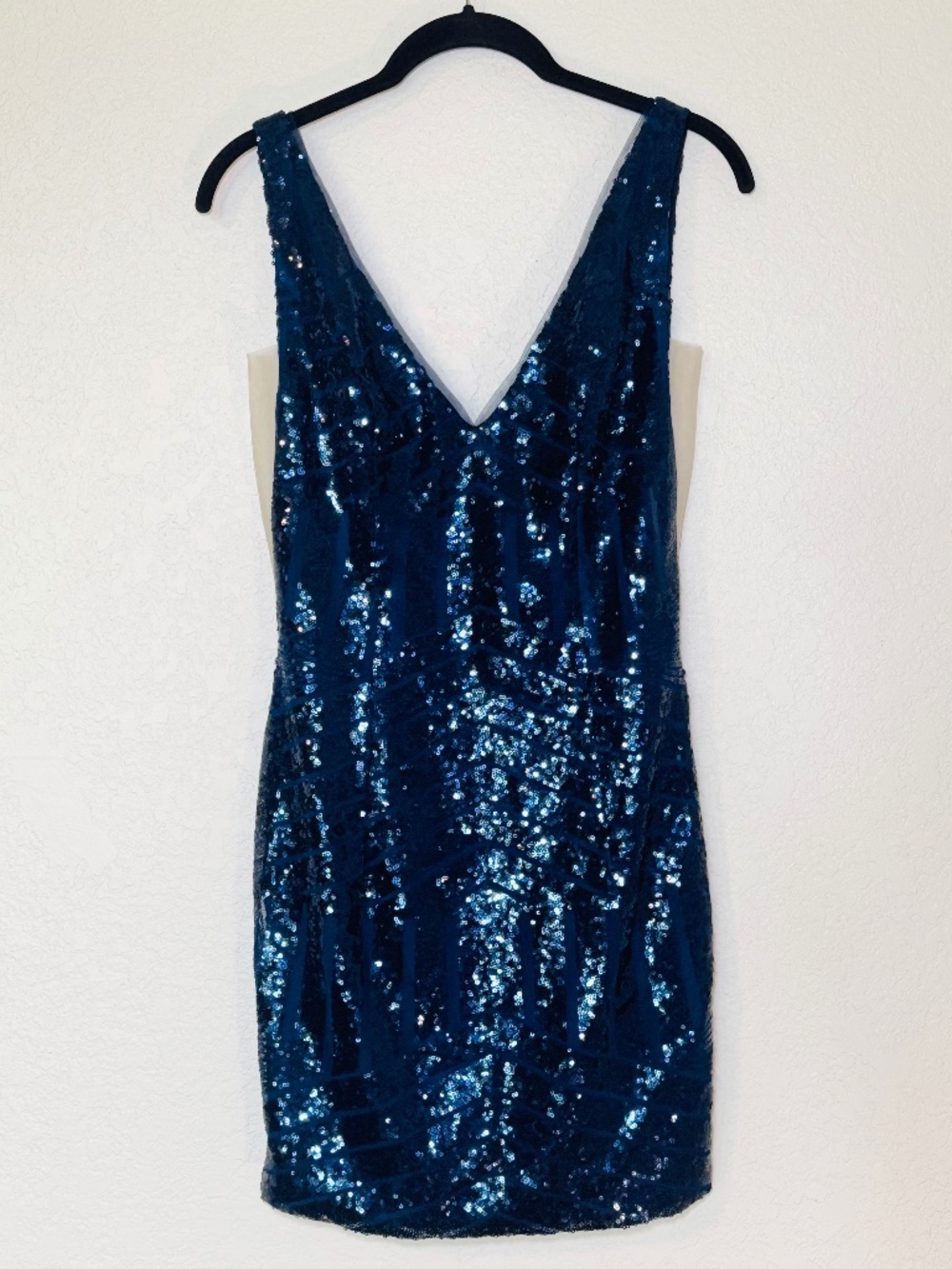 Lavetir Mini Dress 8 Blue Sparkly Sequins Club Party Little Blue Dress Glam